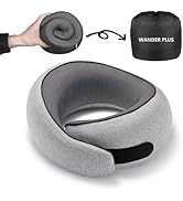 WANDER PLUS Travel Pillow, 100% Pure Memory Foam Travel Neck Pillow Airplane Neck Support Ergono...
