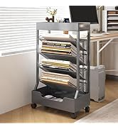 UMDONX Modern Mobile Book Cart Single-Sided Rolling Bookshelf with Metal Top & Base, Premium Snap...