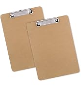 Macroclo Wood Clipboards Set of 2, Letter Size Hardboard Clip Board 8.5x11 for Classroom, Student...