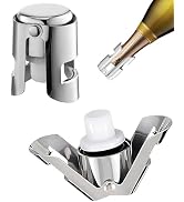 Champagne Stoppers 2 Pack, Leak-Proof Stainless Steel Wine Stopper Saver with Silicone Seal Spark...