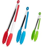 7"+9"+12" Silicone Kitchen Tongs Set, Cooking Tongs with Silicone Tips and Stainless Steel Handle...