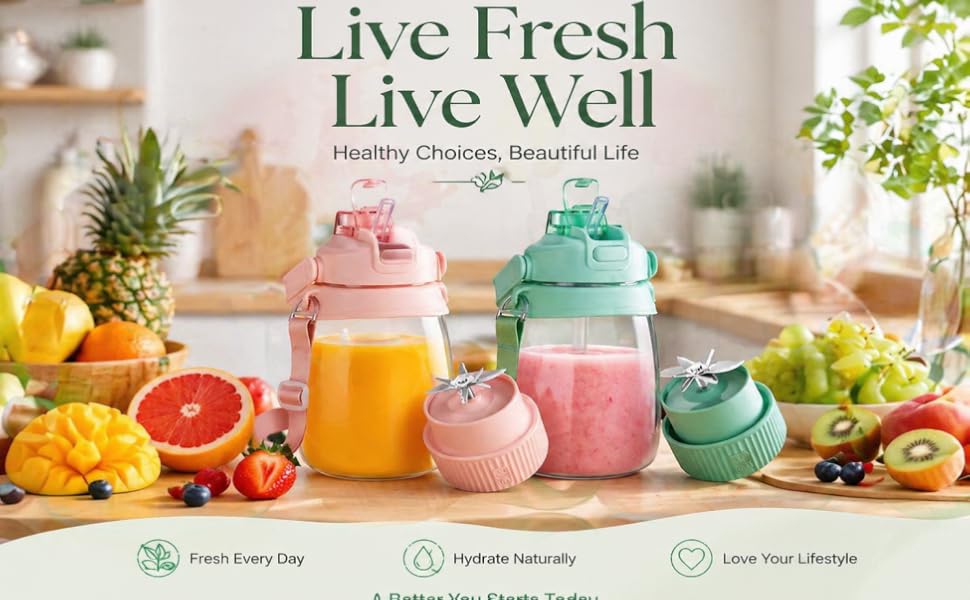 Portable Juicer with 10-Blade Turbo Juicing Pink & Green