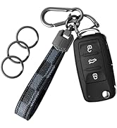 OHKYOOT Leather Car Key chain,Carabiner Clip Key Fob Keychain for Home Car Keys Women Men