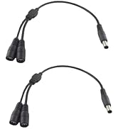 UpperFu DC Power Y Splitter Cable, 2 Pcs 5.5mm x 2.5mm 1 Male to 2 Female DC Power Extension Adap...