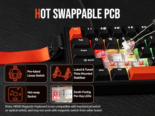 HE68 Wired Magnetic Gaming Keyboard