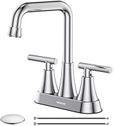 Bathroom Sink Faucet, Hurran 4 inch Chrome Bathroom Faucets for Sink 3 Hole with Pop-up Drain and...