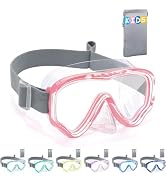 Vvinca Kids-Goggles with Nose Cover, Diving Mask Elastic Fabric Strap Anti Fog Anti Shattered Len...