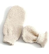 Exfoliating Gloves for Body Scrubber - 100% Natural Hemp Bath Mitts with Secure Cuff, Reusable Sh...