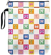 Colorful Bow Aesthetic Plaid Book Sleeve for Book Lovers Girls Friends Women with Zipper & Handle...