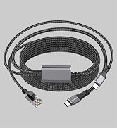 Dutevolns USB C to Ethernet Cable with Charging 6.6 Feet, USB-C Male 100W PD & Gigabit LAN Two in...