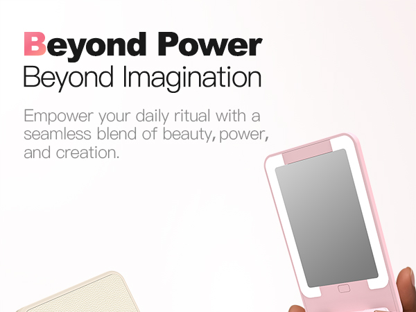 Magnetic Wireless Power Bank with LED Makeup Mirror