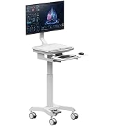 Mount Plus MB-C12 Mobile Height Adjustable Medical Workstation Cart with Retractable Keyboard, Mo...