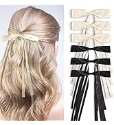 Ahoney 6pcs Silky Satin Hair Bows Clips for Women Girls, Hair Bows Ribbons for Hair Bowknot Hair ...