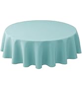 Biscaynebay Round Tablecloth 60 Inch-Auqa Blue Outdoor Fabric Table Cover-Small Circle Folding Ta...