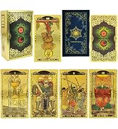 Smoostart PVC 78 Tarot Cards with Guidebook, PVC Waterproof Anti-Wrinkle Luxury Gold Foil Classic...
