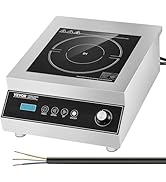 VEVOR Portable Commercial Cooktop, 5000W Induction Burner with 16 Temp Settings, Stainless Steel ...
