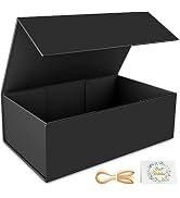 RYDDOY Black Gift Box, 9.5x6x3'' Gift boxes for Presents with Lids Magnetic Closure Rectangle Col...