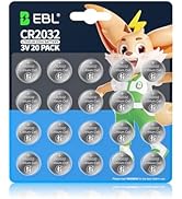 EBL CR2032 Batteries 3V Coin Battery 20 Pack, 2032 Battery Long-Lasting Power, Child-Proof Package