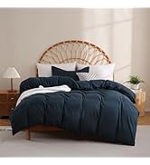 JSD Navy Blue Duvet Cover Set Twin Size, 2 Piece Microfiber Kids Duvet Cover with Pillow Sham, Zi...