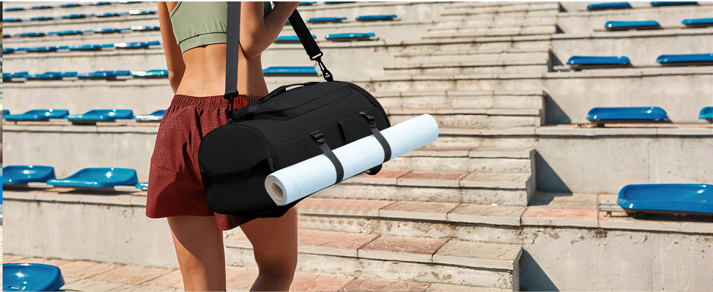 The MIYCOO Gym Bag secures your yoga mat. It's a comprehensive solution for fitness enthusiasts