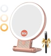 1X/30X Magnifying Mirror with Light, Double Sided Makeup Mirror with Adjustable 3 Color Light, 20...