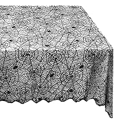 eZAKKA Halloween Table Cloth, Spider Webs Tablecloths Black Tablecloth Lace Fabric Table Cloths S...