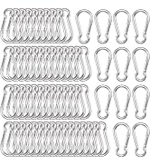 60 Pcs Carabiner Clip Spring Snap Hook, M8 3 Inch Heavy Duty Galvanized Steel Spring Snap Hook, Q...