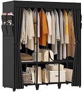 Jofuler Wardrobe Closet, Quick and Easy Assembly, Black Large Capacity Portable Closet with 3 Han...