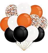 HADCKJA Orange Balloons White Balloons Black Balloons Confetti Latex Balloon for Halloween Party ...