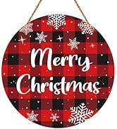 Christmas Door Decorations Merry Christmas Sign Buffalo Plaid Wall Decor Snowflake Decorations Wo...