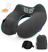Glyzia Inflatable Travel Neck Pillow for Airplane, 360° Head Support Velvet Adult Neck Pillow for...