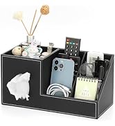 Sumnacon Tissue Box Cover, Square PU Tissue Box Organizer, Leather Tissue Covers with Storage, St...