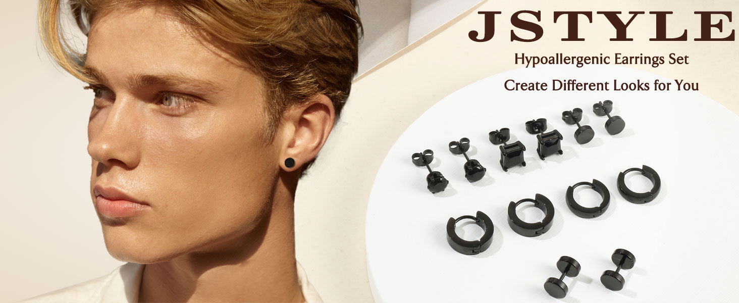 Stainless Steel Mens Womens Stud Earrings Set Ear Piercing