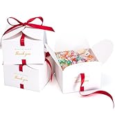 MESHA 6×6×4" 10 PC White Gift Boxes, Candy Gift Boxes with Lids,Gift box with Ribbon,Thank you Ri...