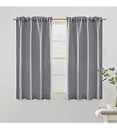PANELSBURG Light Grey Curtains 42 Inch Length for Bedroom/Kitchen/Bathroom Small Window Waterproo...