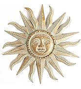 TICKCACY Metal Sun Wall Art Decor, 3D Sun Wall Decor Sculpture, Sun Wall Art Decoration Hanging f...