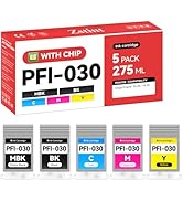 PFI-030 Pigment Ink Tank Kit 5-Pack 55ml High Capacity Replacement for Canon PFI-030 PFI030 Ink C...