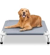 Elevated Cooling Dog Bed, Raised Outdoor Dog Bed for Medium Dogs, Portable Pet Cots with No-Slip ...