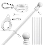 REERON Flag Pole for House, 6 FT Stainless Steel Spinning Flag Poles Kit, 1" Rustproof Porch Flag...