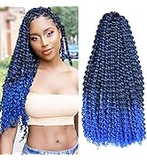 22inch Blue Water Wave Crochet Hair for Butterfly Soft Locs 7 Packs Ombre Blue Passion Twists Hai...