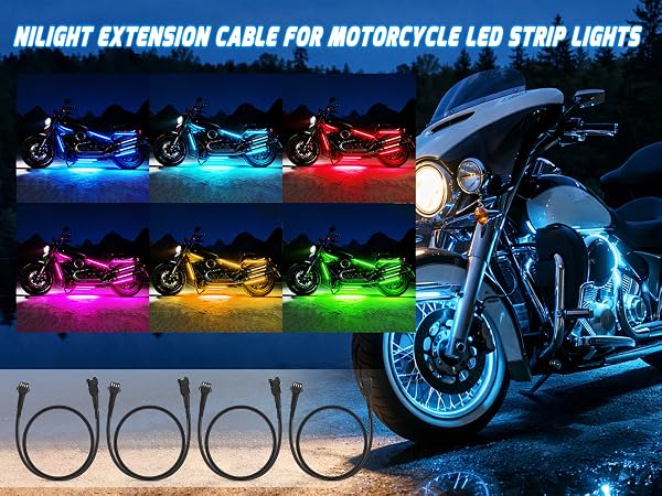 4PCS 4 Pin RGB Motorcycles Light Extension Wire
