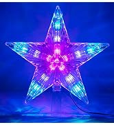 LAWOHO Christmas Tree Topper Star Multi-Colour Flashing 31 LED Treetop Christmas Ornament Indoor ...