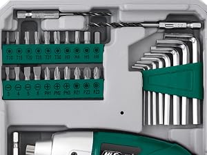 Hi-Spec 4V Green Electric Screwdriver Tool Kit Set