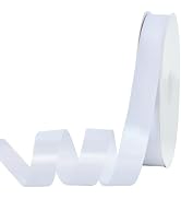 TONIFUL 7/8 Inch x 100yds White Satin Ribbon Thin Solid Frabic Ribbons for Gift Wrapping, DIY Cra...