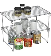 Deco Brothers Stackable Cabinet Shelf Organizer, 2 Pack, Chrome