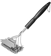 TempPro BBQ Grill Brush with Wide Scraper, Bristle-Free Stainless Steel Grilling Cleaner, Safe Al...