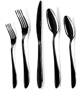 VIVANI 20 Piece Black Flatware Sets, Spoons and Forks Set for 4, Stainless Steel Silverware Set, ...