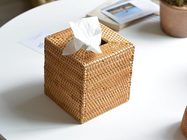 rattan tissue box