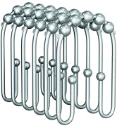 AmazerBath Shower Curtain Hooks, Lightcyan Shower Curtain Hooks Rust Proof Non-Slip Double Hook S...