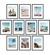 decorUhome 10 Pack 11x14 Picture Frame Collage Wall Decor with 8x10 Mat | Black Plastic 11x14 Pho...